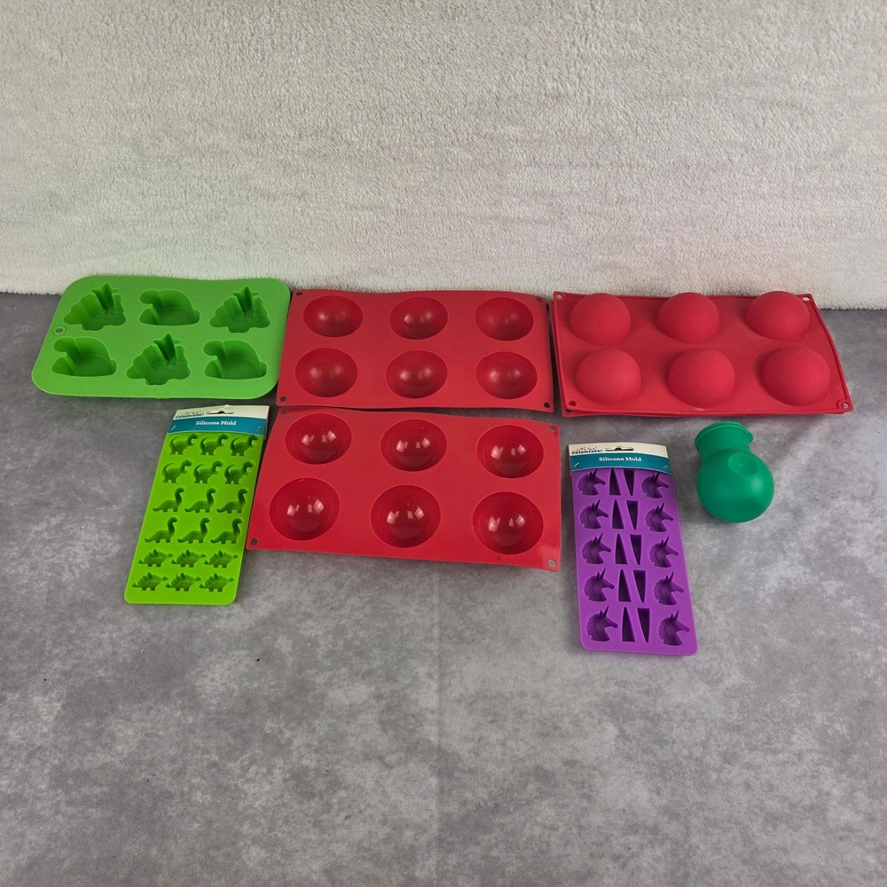 Way To Celebrate Silicone Molds Bundle Sphere Dinosaur Unicorn Christmas Set